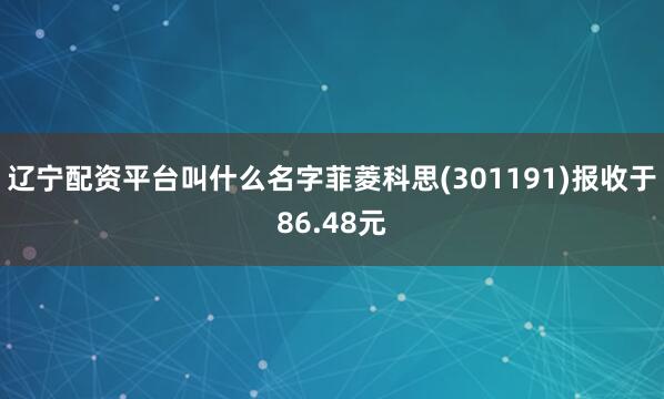 辽宁配资平台叫什么名字菲菱科思(301191)报收于86.48元