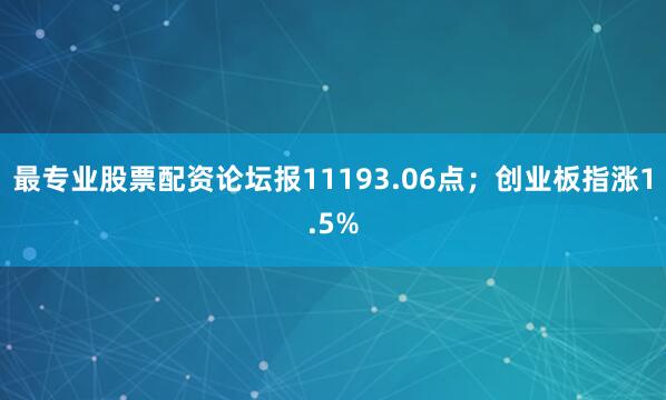 最专业股票配资论坛报11193.06点；创业板指涨1.5%